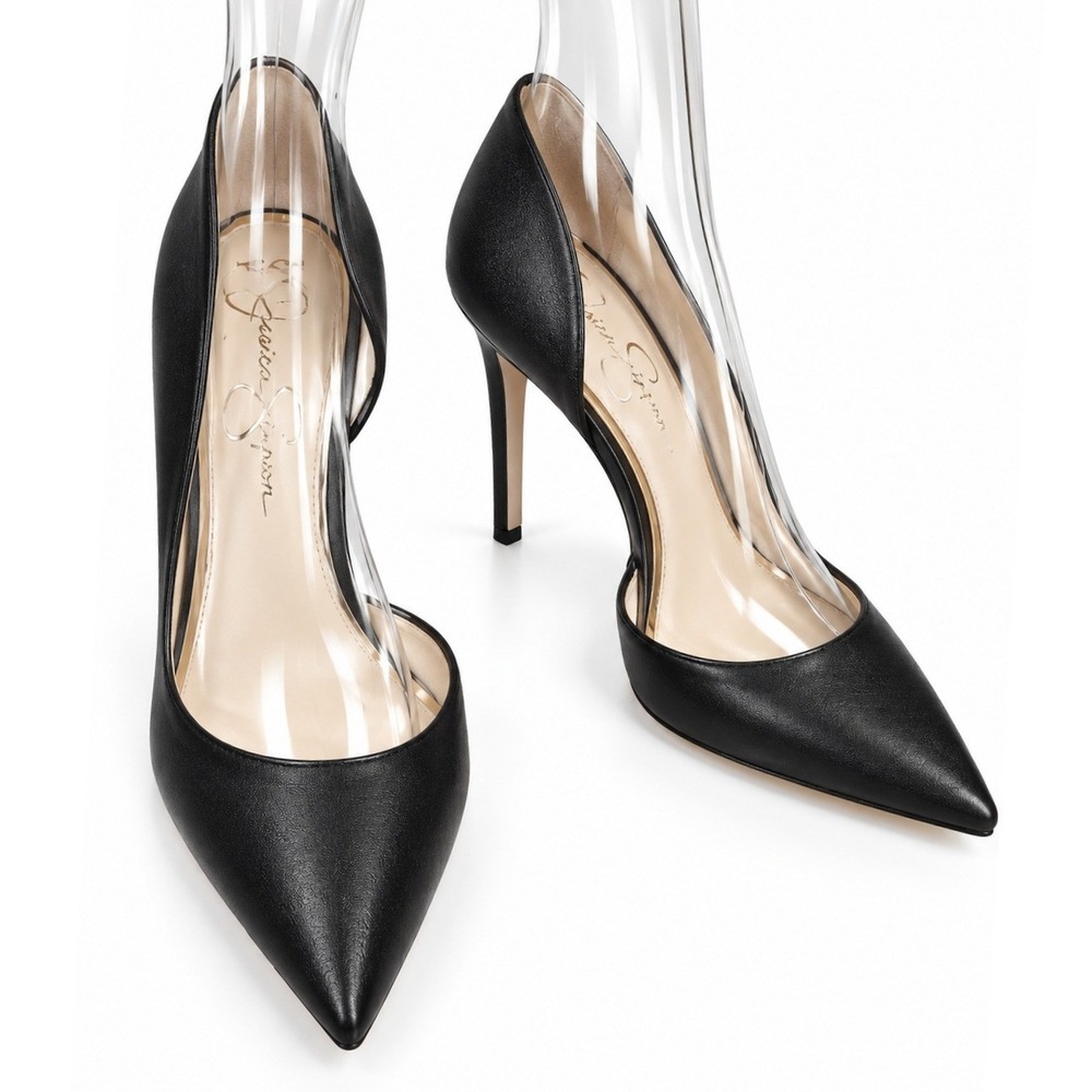 Jessica Simpson black D'Orsay pointed-toe stiletto pumps SKUW781